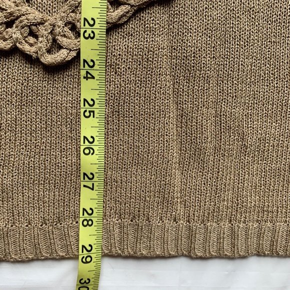Vintage Ce'Ci Sweater Womens M/L Brown Crochet Chunky Knit Linen Blend Boho NEW - Picture 9 of 10